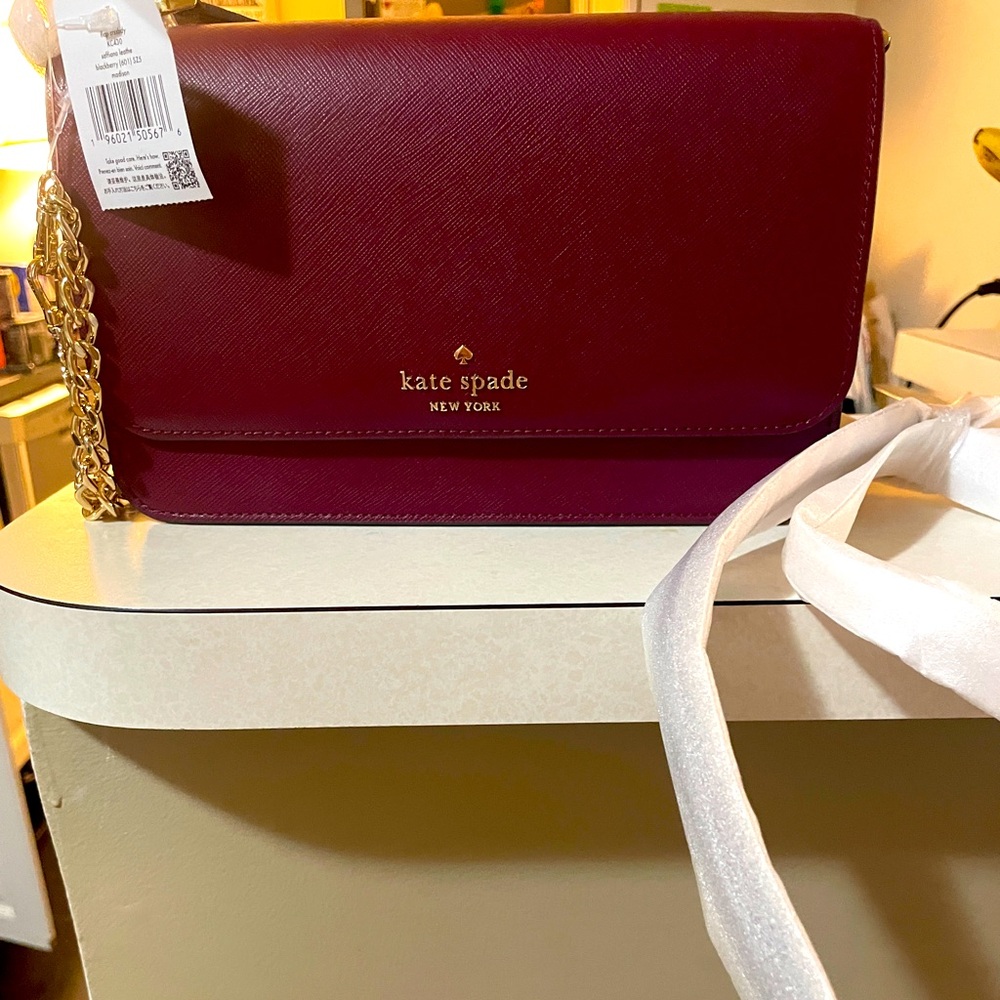 Kate Spade Madison Flap Crossbody Bag - Saffiano Leather in Blackberry - NWT